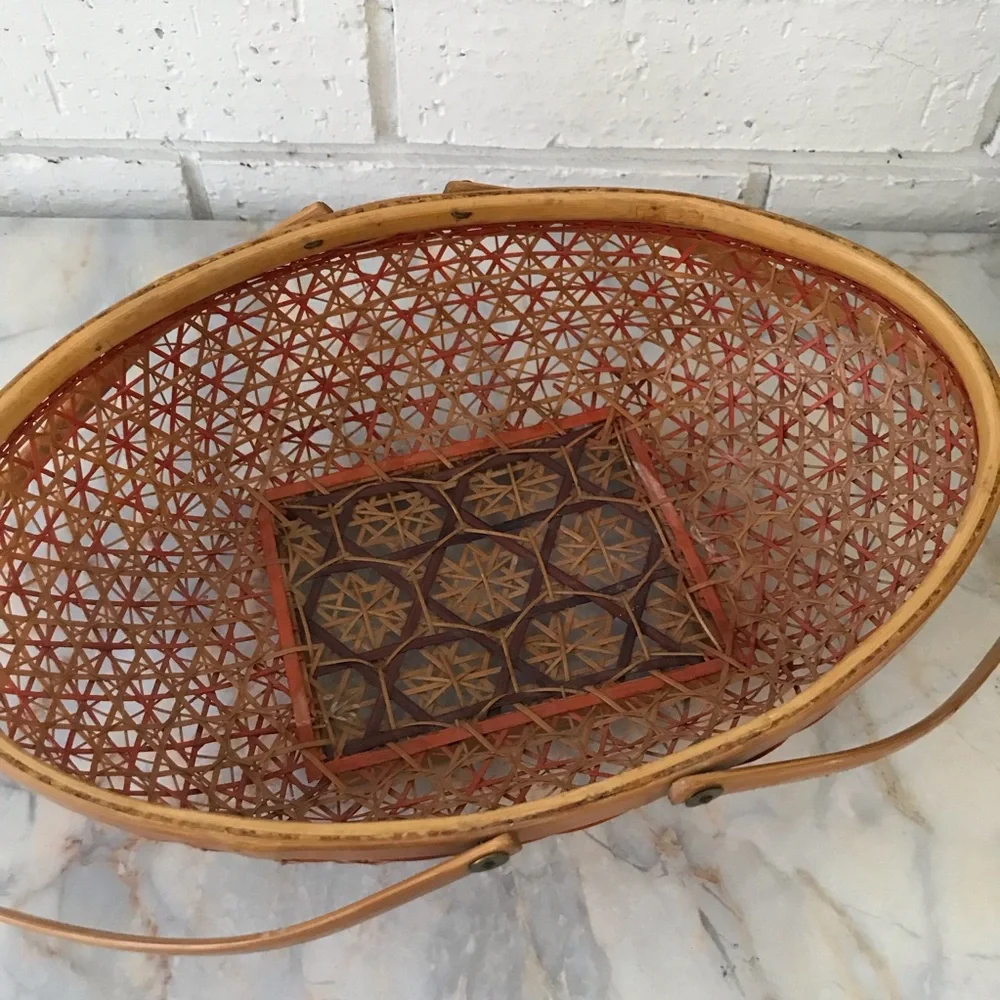 Handcrafted Orange & Brown Danty Oval Woven Basket